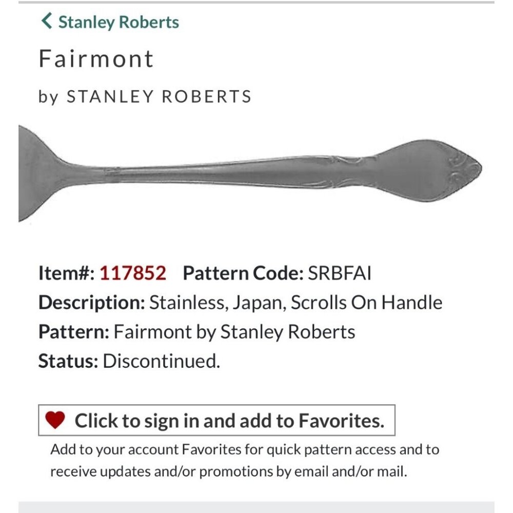 Stanley Roberts Fairmont Stainless Flatware Set - 10 Knives 15 Teaspoons 1 Fork
